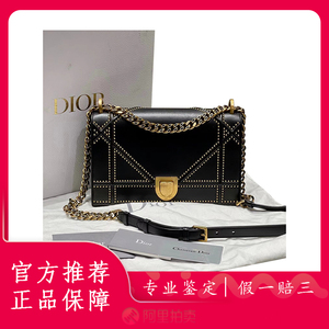 [98新]dior迪奥diorama黑金铆钉盾牌包单肩斜挎女包包