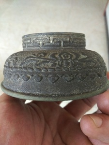 老银器清朝浮雕花卉寿字银碗