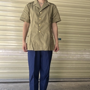 00liuredrain淘宝正品87式米黄衬衣男士夏季透气免烫休闲长袖黄色速