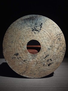 高古玉老玉 春秋战国玉器 浦纹玉璧 苍璧礼天 圆壁摆件