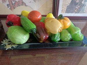 博山大观园大师纯手工琉璃各种时蔬果盘办公室摆设每件的价格