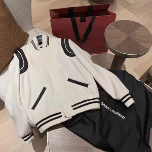 ysl圣罗兰slp白色棒球服夹克外套