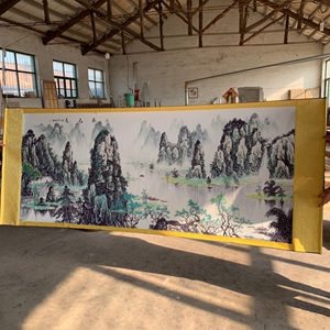 国画桂林山水甲天下卷轴青山绿水八尺山水画字画书画国画