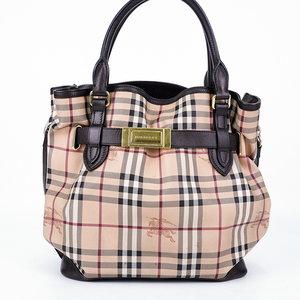 【95新】巴宝莉burberry女包经典格纹购物手提包 公价1w