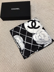 chanel/香奈儿丝巾 经典双c山茶花围巾真丝大方巾