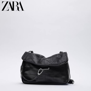 [黄圆]zara 新品流浪包 女包 黑色摇滚风格软质钱包式