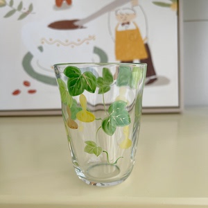 ( 跳楼价)日本作家小手鞠手绘刻画植物玻璃杯