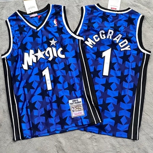 麦迪1号魔术蓝色暗星球衣nba复古刺绣篮球服