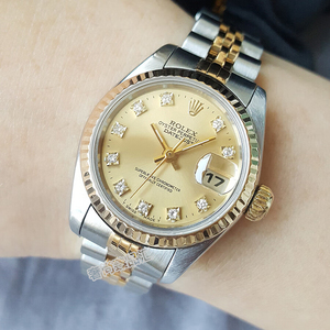 9.8新劳力士女表日志型18k黄金原镶钻26mm自动机械手表女69173