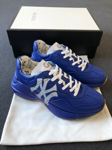 全新古驰gucci限量款蓝色ny联名logo老爹鞋 潮人必备