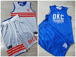 nba雷霆队双面球衣球裤套装,全新阿迪达斯男女运动休闲篮球服