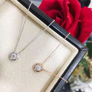 10分18k金钻石卡地亚经典泡泡项链,车花片显钻设计重金版