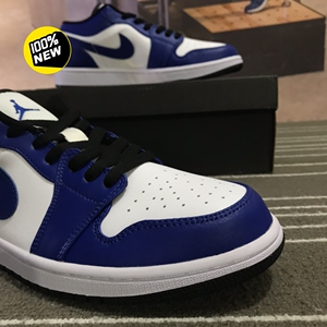 全新 乔丹低帮 aj1 白蓝色 小闪电 头层正确皮革#内置缓