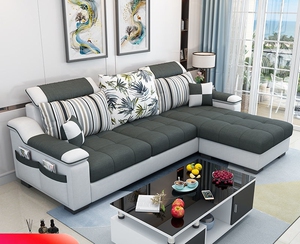 特价处理布艺沙发组合简约现代大小户型客厅可拆洗皮贵妃科技布三