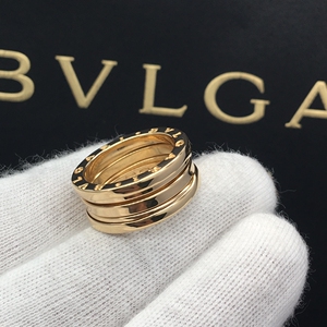 bvlgari宝格丽18k黄金三环50号弹簧戒指