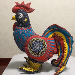 布络金鸡纳福生肖鸡摆件手工吉祥物布偶鸡年公仔礼品纪念品