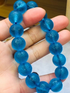 捷克玻璃陨石手链海蓝色