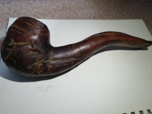 手工刻花老烟斗清代斯大林老烟斗,长16.5公分,纯手工雕刻盘