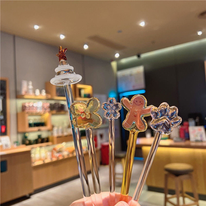 星巴克搅拌棒玻璃粉色樱花咖啡搅拌器搅奶茶饮品神器咖啡棒搅奶棒