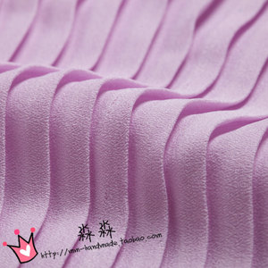 新款夏季清凉版珍珠纱布料 淡紫色风琴百褶压皱雪纺 半身裙子面料