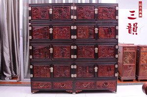 古典红木家具/交趾黄檀老挝大红酸枝24孝柜 藏画柜 文件柜 衣柜