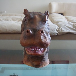 河马面具万圣节恐怖头套乳胶cos凶恶动物化装演出恶搞影视表演