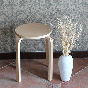 实木小凳子圆凳餐凳非塑料实木凳/彩色摞起时尚创意曲木带防滑垫
