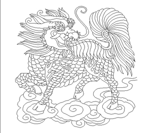 000人付款淘宝麒麟精雕图麒麟童子线雕图神兽文泰2d洗底图plt格式线条