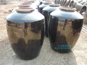 陶瓷酒瓮700斤（350公斤）容量黒釉酒缸 宜兴黑釉平口陶器大酒坛