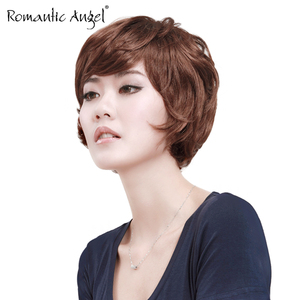 哑光丝假发套时尚女士自由分界个性短发短卷发自然蓬松凌乱型