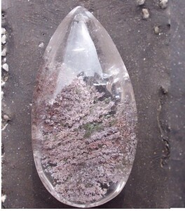 一物一图   天然水晶 红幽灵原石吊坠42*21*12稍微有细棉