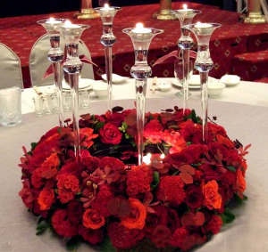 上海婚礼,庆典,开业红色系列圆桌鲜花 主桌鲜花桌花布置装饰