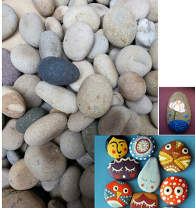 奇石手绘原石diy石头画材料包鸡蛋型小立体椭圆形石头4-5厘米