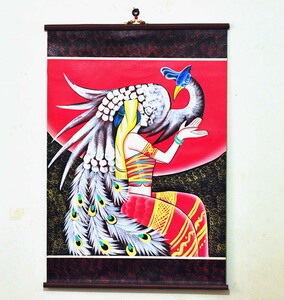 云南重彩羊皮画挂饰 客厅现代装饰画 电表箱推拉手绘无框画