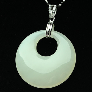 正品白玉原石吊坠天然新疆和田玉羊脂级月牙形圆环挂件情侣款玉佩