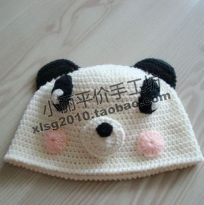 纯手工编织宝宝熊猫帽子*钩针婴儿帽*儿童帽