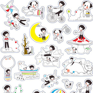 韩国手绘线条可爱卡通情侣男孩人物矢量动漫插画ai矢量素材013