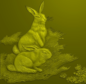 兔子浮雕 兔子精雕图 兔子灰度图兔十二生肖 动植物头像设计定制