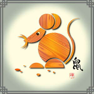 海报印制65素材十二生肖12生肖标贴纸画海报展板17 鼠