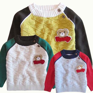 男女童装春装新款毛衣线衣纯棉宝宝全棉外套婴幼儿童肩扣针织衫78