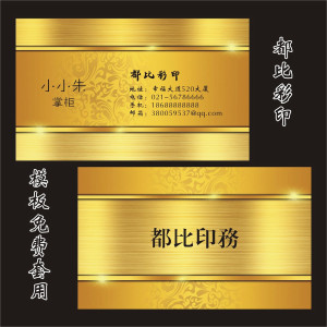 高档名片制作 pvc拉丝名片 珠光名片 铜板纸覆膜 金色名片模板3