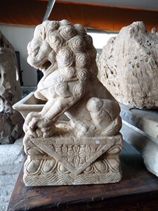 古玩古董【明清老石雕】清代老石头老汉白玉老石狮子包老包真