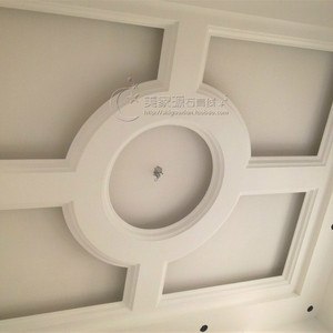 简欧风格 别墅餐厅客厅欧式圆形吊顶石膏线条圆弧拱形线条造型