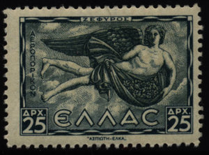 2-20 希腊 1942年 雕塑 风神 西风宙菲罗斯 航空票 1枚新