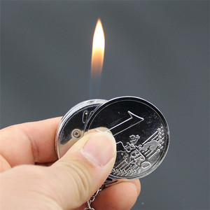 充气打火机韩版金属新钥匙扣1元硬币个性充气明火创意定制刻字潮