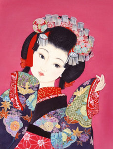 精准印花正品dmc十字绣 人物 日本和服仕女图2 半身版美人图5选1