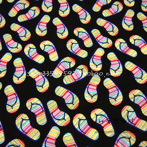 lk-084 黑底彩虹条纹小拖鞋 外贸织纹棉布料 宽140 100g