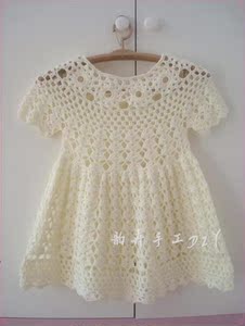 纯手工编织新款韩版女童春秋冬装连衣裙镂空钩花儿童公主裙毛衣裙