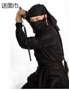 新款古装侠客服黑色大侠夜行衣强盗土匪衣服表演服蒙面头巾忍者服