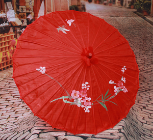 特价 日本重樱花和服道具伞 绸布伞 红色|绿色|粉色 中国古装伞